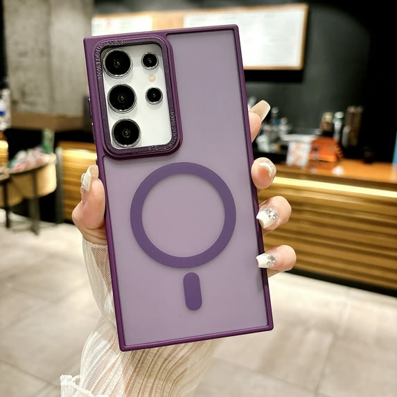 Allytech Luxury Solid Color Case for Samsung Galaxy S24 Compatible with MagSafe, Soft Bumper Shockproof Camera Screen Protection Frosted Slim& Light Case for Samsung Galaxy S24, Darkpurple