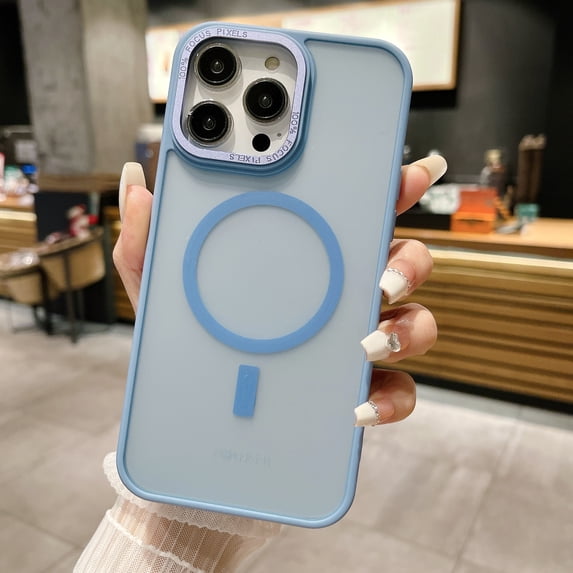 Allytech Luxury Solid Color Case for iPhone 13 Compatible with MagSafe, Soft Bumper Shockproof Camera Screen Protection Frosted Slim& Light Case for iPhone 13, Skyblue