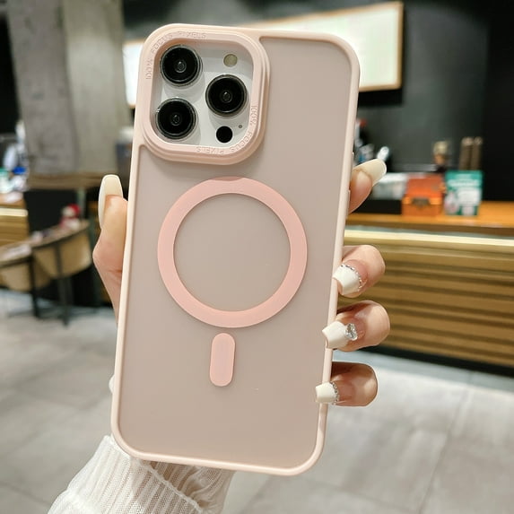 Allytech Luxury Solid Color Case for iPhone 14 Plus Compatible with MagSafe, Soft Bumper Shockproof Camera Screen Protection Frosted Slim& Light Case for iPhone 14 Plus, Pink