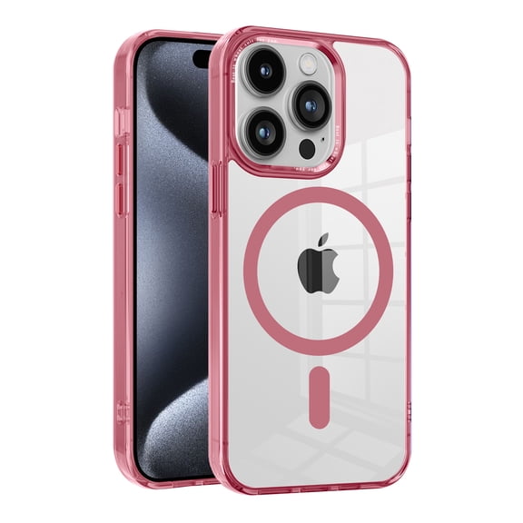 Allytech Magnetic Case for Apple iPhone 11, Compatible with Magsafe Crystal Clear Transparent Wireless Charging Support Slim Fit Shockproof Rugged Phone Case for Apple iPhone 11 - Pink