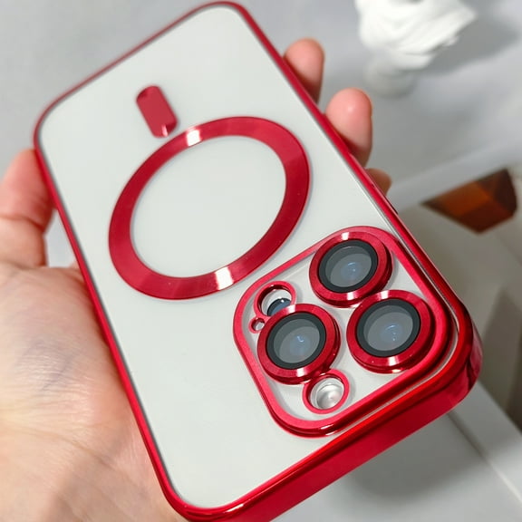 Allytech Magnetic Case for Apple iPhone 13 Pro - Compatible with Magsafe Wireless Charging Clear Back Cover Anti-Scratch Bumper Shockproof Case for iPhone 13 Pro - Red