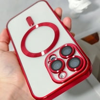 Allytech Magnetic Case for Apple iPhone 13 Pro - Compatible with Magsafe Wireless Charging Clear Back Cover Anti-Scratch Bumper Shockproof Case for iPhone 13 Pro - Red