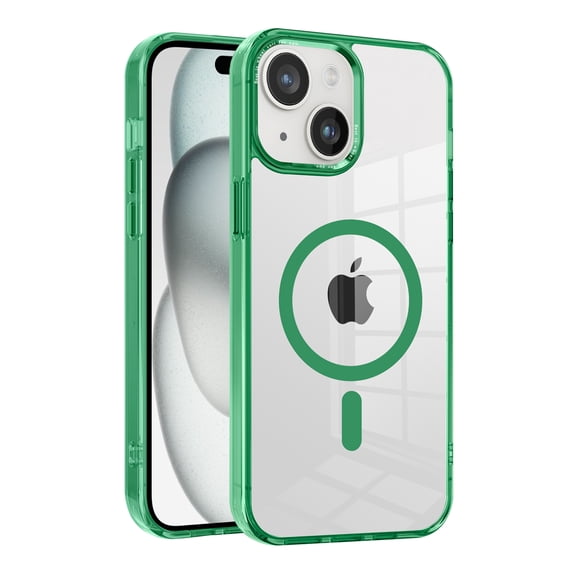 Allytech Magnetic Case for Apple iPhone 14, Compatible with Magsafe Crystal Clear Transparent Wireless Charging Support Slim Fit Shockproof Rugged Phone Case for Apple iPhone 14 - Green