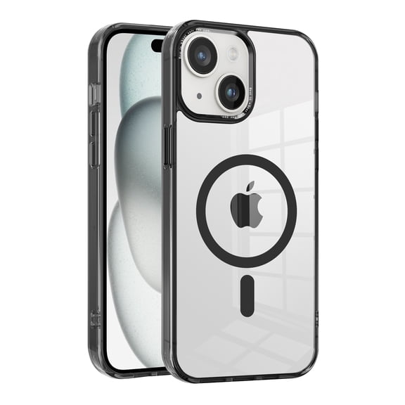 Allytech Magnetic Case for Apple iPhone 15 Plus, Compatible with Magsafe Crystal Clear Transparent Wireless Charging Support Slim Fit Shockproof Rugged Phone Case for Apple iPhone 15 Plus - Black