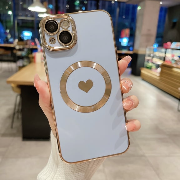 Allytech Magnetic Case for Apple iPhone XR Case for Women Girls Compatible with MagSafe, Cute Love Heart Soft TPU Back Cover Raised Full Camera Lens Protection Phone Case, Blue