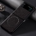 thumbnail image 1 of Allytech Magnetic Case Compatible with MagSafe Charger Fit for Samsung Galaxy Z Flip3 5G (2021),Shockproof Cloth Texture Leather Folding Ultra Thin Phone Case Cover,Black, 1 of 10
