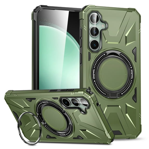Allytech Magnetic Case for Galaxy A54 5G, Compatible All Magsafe Accessories Rugged Hybrid Ring Holder Stand Shockproof Phone Case for Samsung Galaxy A54 5G - Darkgreen