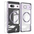 thumbnail image 1 of Allytech Magnetic Case for Google Pixel 7A, Google Pixel 7A Tempered Glass Screen Protector, With Camera Lens Protector Transparent Clear Shockproof Anti-Yellow Bumper Slim Cover Case - Lightpurple, 1 of 6