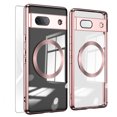 thumbnail image 1 of Allytech Magnetic Case for Google Pixel 7A, Google Pixel 7A Tempered Glass Screen Protector, With Camera Lens Protector Transparent Clear Shockproof Anti-Yellow Bumper Slim Cover Case - Rosegold, 1 of 6