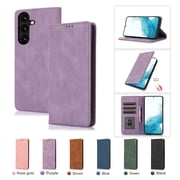 Allytech Magnetic Case for Samsung Galaxy A36 5G, [3 Card Slots] [1 Cash Slots] Slim PU Leather Shockproof Camera Lens Protection Kickstand Magnetic Closure Luxury Case for Women Men - Purple