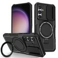 thumbnail image 1 of Allytech Magnetic Case for Samsung Galaxy S21 FE 5G with Lens Slide Cover, [Non-Slip] [Military Grade Protection] Slim Shockproof Ring Stand Case Support Wireless Charging, Black, 1 of 10
