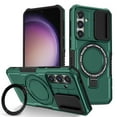 thumbnail image 1 of Allytech Magnetic Case for Samsung Galaxy S22 5G with Lens Slide Cover, [Non-Slip] [Military Grade Protection] Slim Shockproof Ring Stand Case Support Wireless Charging, Darkgreen, 1 of 10