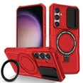 thumbnail image 1 of Allytech Magnetic Case for Samsung Galaxy S22 5G with Lens Slide Cover, [Non-Slip] [Military Grade Protection] Slim Shockproof Ring Stand Case Support Wireless Charging, Red, 1 of 10