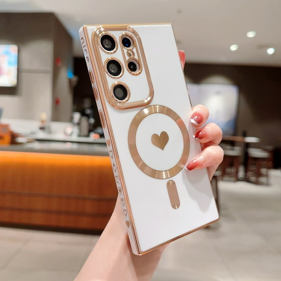 Allytech Magnetic Case for Samsung Galaxy S23 Ultra, With 1 Pcs Screen Protector Camera Protective Cover Shockproof Anti-Scratch Bumper Protective Case for Galaxy S23 Ultra 6.8" - White