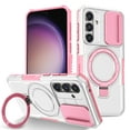 thumbnail image 1 of Allytech Magnetic Case for Samsung Galaxy S24 5G with Lens Slide Cover, [Non-Slip] [Military Grade Protection] Slim Shockproof Ring Stand Case Support Wireless Charging, Pink+White, 1 of 10