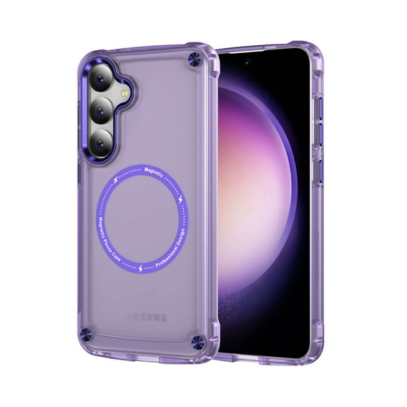 Allytech Magnetic Case for Samsung Galaxy S24 Plus, [Military Grade Drop Protection] [Compatible with MagSafe] Slim Translucent Soft TPU Frame Shockproof Anti-Scratch Rugged PC Back Shell - Purple