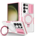 thumbnail image 1 of Allytech Magnetic Case for Samsung Galaxy S24 Ultra 5G with Lens Slide Cover, [Non-Slip] [Military Grade Protection] Slim Shockproof Ring Stand Case Support Wireless Charging, Pink+White, 1 of 10