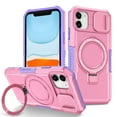 thumbnail image 1 of Allytech Magnetic Case for iPhone 11 with Lens Slide Cover, [Non-Slip] [Military Grade Protection] Slim Shockproof Ring Stand Case Support Wireless Charging, Pink, 1 of 10