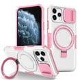 thumbnail image 1 of Allytech Magnetic Case for iPhone 11 Pro Max with Lens Slide Cover, [Non-Slip] [Military Grade Protection] Slim Shockproof Ring Stand Case Support Wireless Charging, Pink+White, 1 of 10