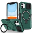 thumbnail image 1 of Allytech Magnetic Case for iPhone 12 Pro / 12 6.1" with Lens Slide Cover, [Non-Slip] [Military Grade Protection] Slim Shockproof Ring Stand Case Support Wireless Charging, Darkgreen, 1 of 10