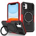 thumbnail image 1 of Allytech Magnetic Case for iPhone 12 Pro / 12 6.1" with Lens Slide Cover, [Non-Slip] [Military Grade Protection] Slim Shockproof Ring Stand Case Support Wireless Charging, Red+Black, 1 of 10