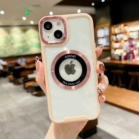 Allytechgroup Compatible with MagSafe, Slim, Shockproof, Clear, Anti-Yellow Magnetic Case Cell Phone Case for Apple iPhone 13, Pink