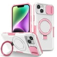 thumbnail image 1 of Allytech Magnetic Case for iPhone 13 with Lens Slide Cover, [Non-Slip] [Military Grade Protection] Slim Shockproof Ring Stand Case Support Wireless Charging, Pink+White, 1 of 10