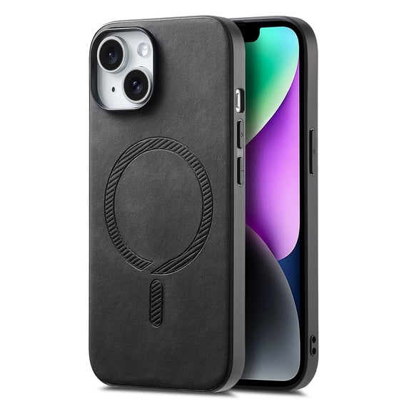 Allytech Magnetic Case for iPhone 13 Pro, Compatible with MagSafe, Premium PU Leather Slim Fit Anti-Fingerprint & Anti-Drop Protective Case Support Wireless Charging & Car Mount - Black