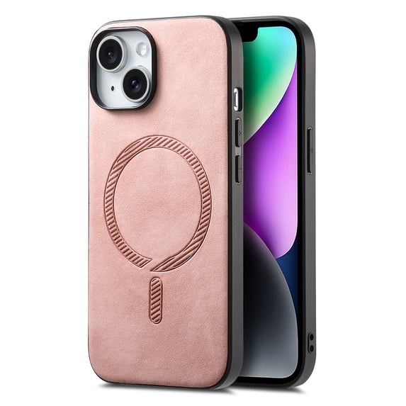 Allytech Magnetic Case for iPhone 13 Pro Max, Compatible with MagSafe, Premium PU Leather Slim Fit Anti-Fingerprint & Anti-Drop Protective Case Support Wireless Charging & Car Mount - Pink