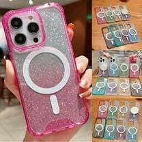 Allytech Magnetic Case for iPhone 14 (2022) 6.1 inch, Slim Gradient Glitter Bling Sparkly Wireless Charging [Compatible with MagSafe] Heavy Duty Hybrid Impact Shockproof Soft TPU Back Cover, Pink