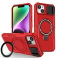 thumbnail image 1 of Allytech Magnetic Case for iPhone 14 with Lens Slide Cover, [Non-Slip] [Military Grade Protection] Slim Shockproof Ring Stand Case Support Wireless Charging, Red, 1 of 10