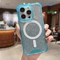 thumbnail image 1 of Allytech Magnetic Case for iPhone 14 Pro Max 6.7 inch 2022, Slim Gradient Glitter Bling Sparkly for Women Girl [Compatible with MagSafe] Heavy Duty Hybrid Impact Shockproof Flexible TPU Cover, Green, 1 of 2
