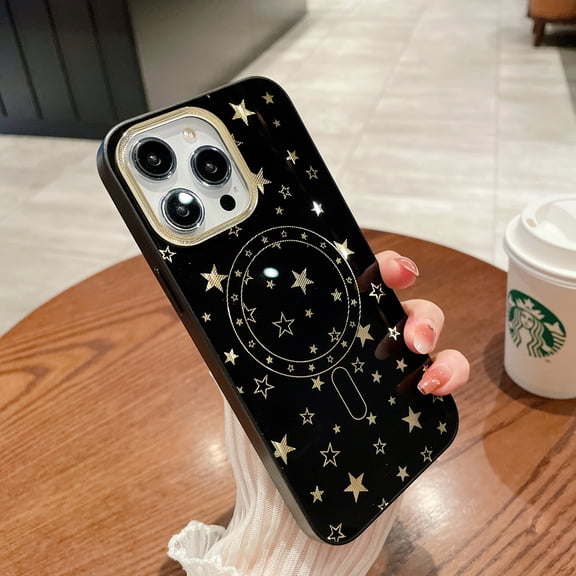 Allytech Magnetic Case for iPhone 14 Pro Max, Compatible with Magsafe Stars Design Slim Fit Shell Anti-Scratch Drop Protection Back Cover Case for Apple iPhone 14 Pro Max - Black