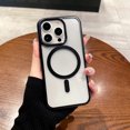 thumbnail image 1 of Allytech Magnetic Case for iPhone 14 Pro, Slim Lightweight Clear Cover Compatible with MagSafe, Plating Edge Soft TPU + Hard PC Shockproof Back Case for iPhone 14 Pro - Black, 1 of 8