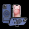 thumbnail image 1 of Allytech Magnetic Case for iPhone 15, Fashion Carbon Fiber Texture Slim Cover with Metal Kickstand, Soft Frame Shockproof Wireless Charging Hard PC Case for iPhone 15 - Blue, 1 of 9