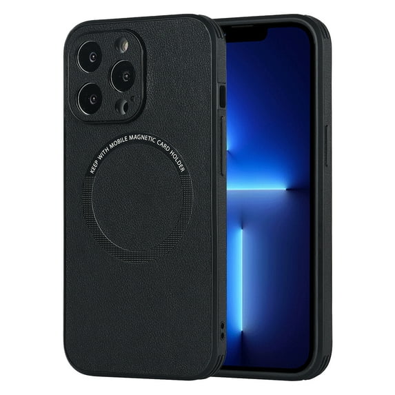 Allytech Magnetic Case for iPhone 15 Plus - Four Corners Drop Protection - Compatible with MagSafe - Ultra Thin Lightweight Luxury PU Leather Shockproof Camera Protection Case Cover, Black