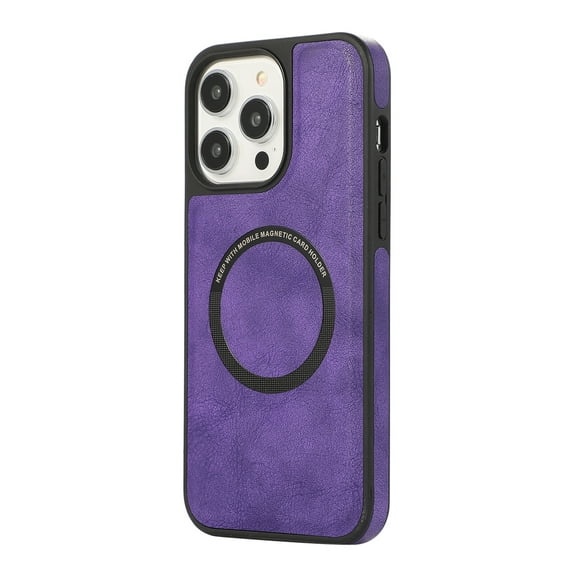 Allytech Magnetic Case for iPhone 15 Plus, Luxury PU Leather Ultra Slim Case Support Wireless Charging, Retro Business Shockproof Non-Slip Back Cover Case for iPhone 15 Plus - Purple