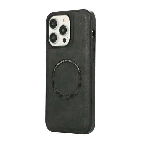 Allytech Magnetic Case for iPhone 15 Plus, Luxury PU Leather Ultra Slim Case Support Wireless Charging, Retro Business Shockproof Non-Slip Back Cover Case for iPhone 15 Plus - Black