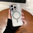 thumbnail image 1 of Allytech Magnetic Case for iPhone 15 Plus, Slim Lightweight Clear Cover Compatible with MagSafe, Plating Edge Soft TPU + Hard PC Shockproof Back Case for iPhone 15 Plus - Silver, 1 of 8