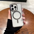 thumbnail image 1 of Allytech Magnetic Case for iPhone 15 Plus, Slim Lightweight Clear Cover Compatible with MagSafe, Plating Edge Soft TPU + Hard PC Shockproof Back Case for iPhone 15 Plus - Gray, 1 of 8