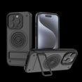 thumbnail image 1 of Allytech Magnetic Case for iPhone 15 Pro, Fashion Carbon Fiber Texture Slim Cover with Metal Kickstand, Soft Frame Shockproof Wireless Charging Hard PC Case for iPhone 15 Pro - Black, 1 of 9