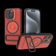 thumbnail image 1 of Allytech Magnetic Case for iPhone 15 Pro, Fashion Carbon Fiber Texture Slim Cover with Metal Kickstand, Soft Frame Shockproof Wireless Charging Hard PC Case for iPhone 15 Pro - Red, 1 of 9