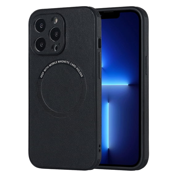 Allytech Magnetic Case for iPhone 15 Pro - Four Corners Drop Protection - Compatible with MagSafe - Ultra Thin Lightweight Luxury PU Leather Shockproof Camera Protection Case Cover, Black