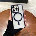 thumbnail image 1 of Allytech Magnetic Case for iPhone 15 Pro Max, Slim Lightweight Clear Cover Compatible with MagSafe, Plating Edge Soft TPU + Hard PC Shockproof Back Case for iPhone 15 Pro Max - Darkblue, 1 of 8