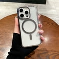 thumbnail image 1 of Allytech Magnetic Case for iPhone 15 Pro Max, Slim Lightweight Clear Cover Compatible with MagSafe, Plating Edge Soft TPU + Hard PC Shockproof Back Case for iPhone 15 Pro Max - Gray, 1 of 8