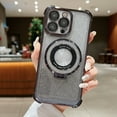 thumbnail image 1 of Allytech Magnetic Case for iPhone 15 Pro Max, Stylish Gradient Glitter Bling Case Compatible with MagSafe, Soft TPU Kickstand Lens Protection Slim Lightweight Shockproof Clear Cover Case - Black, 1 of 8
