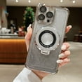 thumbnail image 1 of Allytech Magnetic Case for iPhone 16 Pro Max, Stylish Gradient Glitter Bling Case Compatible with MagSafe, Soft TPU Kickstand Lens Protection Slim Lightweight Shockproof Clear Cover Case - Gray, 1 of 8