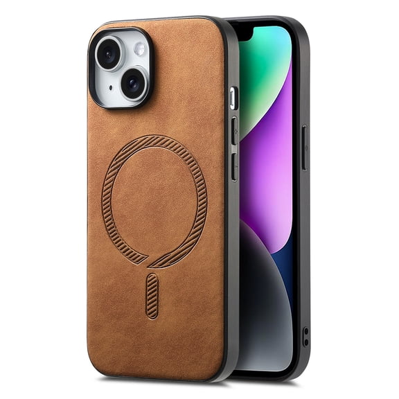 Allytech Magnetic Case for iPhone 7 / 8 / SE 2022 & 2020, Compatible with MagSafe, Premium PU Leather Slim Anti-Fingerprint & Anti-Drop Protective Case Support Wireless Charging & Car Mount - Brown