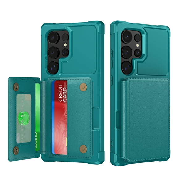Allytech Magnetic Clasp Wallet Case for Samsung Galaxy S24 Plus with 3 Card Holder, Compatible with Magnetic Car Mount, Premium PU Leather Kickstand Soft TPU Frame Shockproof Case, Green