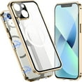 thumbnail image 1 of Allytech Magnetic Clear Case for iPhone 13 with Screen/Camera Lens Protector, Full Body Protection Compatible with MagSafe Charging Anti-Scratch Case for iPhone 13 2021, Gold, 1 of 7